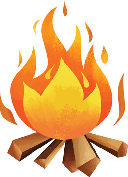 Flat vector campfire illustration