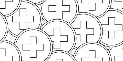 black white medical cross seamless pattern