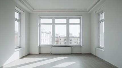 Minimalist Room White Wall and Window.