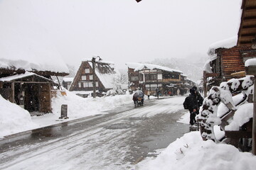 Snowplow Used in Shirakawa-go Village in Japan During Snowy Winter