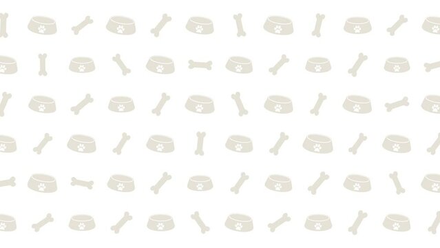 Bone and Dog Bowl Icon Pattern Background Vertical 4K Video