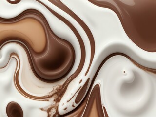 melted chocolate in milk - obrazy, fototapety, plakaty