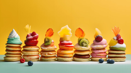 Mini Pancake Stacks with Fresh Fruits
