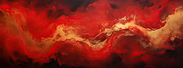 Foto op Aluminium abstract paint red flames red golden flames abstract paint, in the style of poured resin, chinese new year © EnelEva