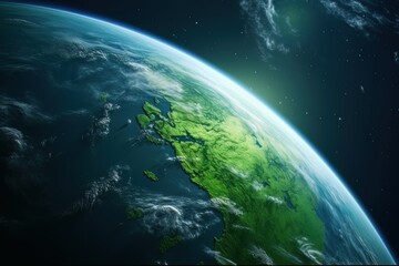 Realistic Planet Earth in Outer Space,  Solar System Element, Save the World Concept, Earth day