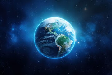 Naklejka na ściany i meble Realistic Planet Earth in Outer Space, Solar System Element, Save the World Concept, Earth day