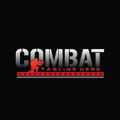 combat text with soldier logo design