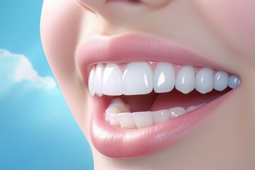 Beautiful Woman Smiling with White Teeth, Medical Dental Care Background, Dentistry Concept