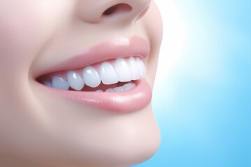 Beautiful Woman Smiling with White Teeth, Medical Dental Care Background, Dentistry Concept