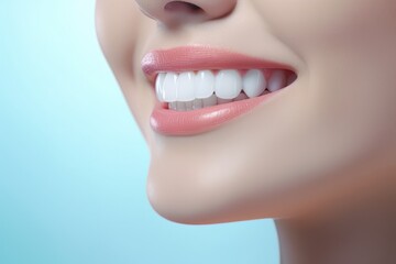 Obraz premium Beautiful Woman Smiling with White Teeth, Medical Dental Care Background, Dentistry Concept