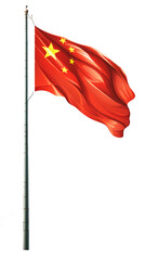 3d illustration of the China flag with flagpole