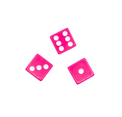 pink dice on a transparent background 