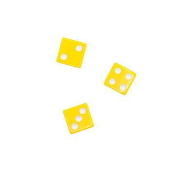 yellow dice on a transparent background 