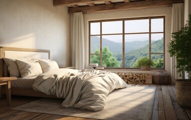 Scandinavian style bedroom. Modern interior