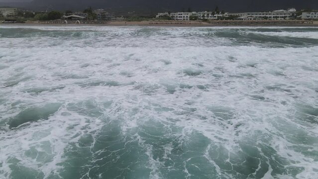 storm waves on the beach greec crete