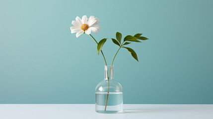 A single white flower in a clear glass vase,  showcasing minimalism in floral arrangements