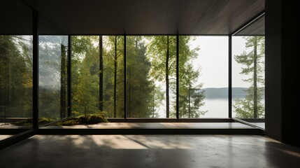 Fototapeta premium Tranquil Gaze Through a Minimal Glass Window.