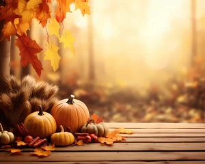 Fotobehang thanksgiving fall autumn backdrop background generated by ai © Arturo
