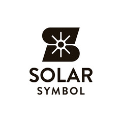 Initial Letter S with Sun Solar Panel Energy Logo Design