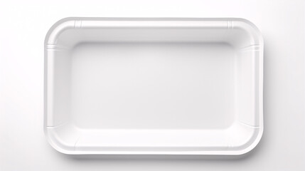Isolated on a white background, you'll find an empty paper food tray. It's a template with no labeling