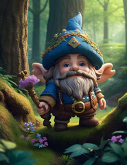 Dwarf in Forest Animation Cartoon, Illustration - obrazy, fototapety, plakaty
