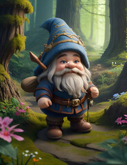Dwarf in Forest Animation Cartoon, Illustration - obrazy, fototapety, plakaty