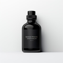 Supplement bottle mockup, black bottle, white background