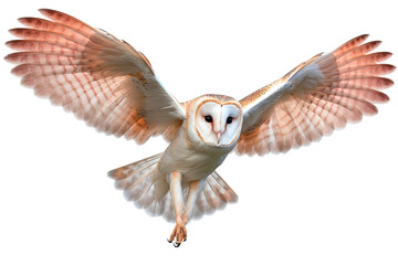 Barn Owl( Tyto alba) bird cut out transparent isolated on white background ,PNG file ,artwork graphic design illustration.