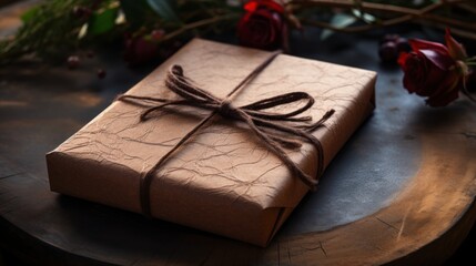 Photo of a homemade gift set wrapped in simple materials.
