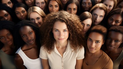 Ethnic diversity and beauty Group of women of various races with beautiful white smiles with white background