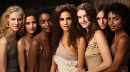 Ethnic diversity and beauty Group of women of various races with beautiful white smiles with white background