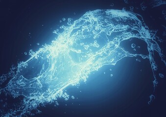 抽象的な青い波と水しぶきの3dイラスト