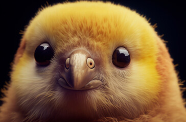 chubby baby chicken face with dark background