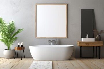 Fototapeta na wymiar Modern Aesthetic Bathroom Interior Design Created with Generative AI