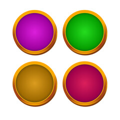 Vector round gold framed button template basis for banner