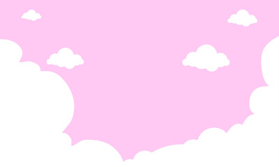 Vector pink sky and clouds illustration background