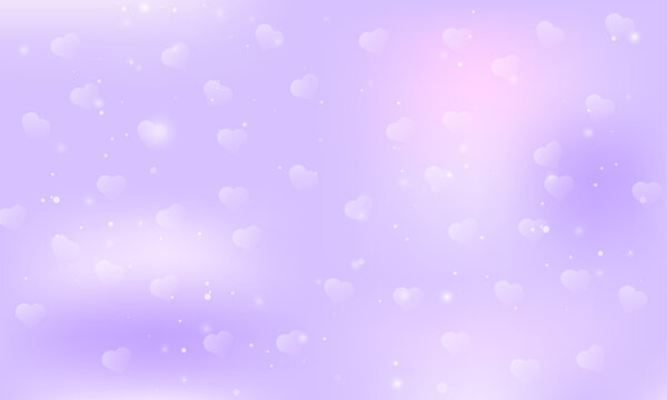Vector fantasy valentine background. pattern in pastel colors. purple sky with stars and hearts