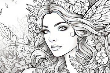 Fototapeta premium Coloring pages: Printable or digital illustrations designed for coloring with a variety of colors,Generated with AI