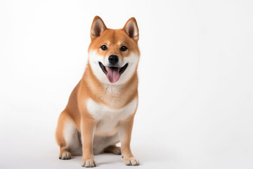 Naklejka na ściany i meble Red-haired shiba inu dog isolated on a white background