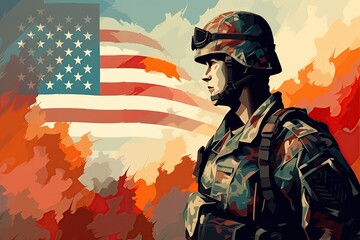 Veterans Day  is observed on November 11th each year to honor and celebrate military veterans United States Armed Forces.Generated with AI - obrazy, fototapety, plakaty
