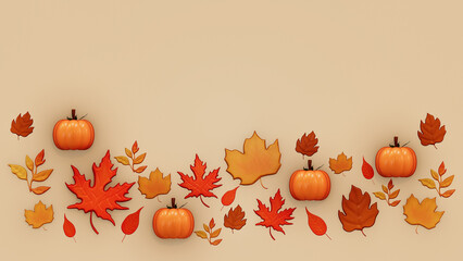 Autumn display podium for product on a white background 3d rendering illustration