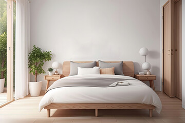 Minimalist Boho interior design  home decor of modern living room Rustic, Scandinavian interior style, 3d render.