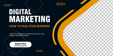 Abstract curved banner for Social Media Cover ads banner, flyer, invitation card, Modern banner design web template, Dark and yellow abstract banner. Modern business banner template design