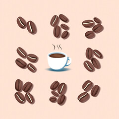珈琲とコーヒー豆のイラスト