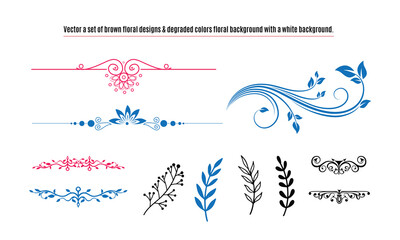 Vector a set of alpona, floral designs & decorative blue colors floral background.