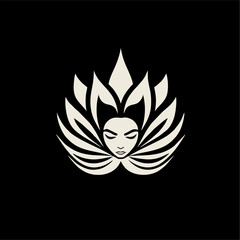 woman's head logo design with minimalist flowers