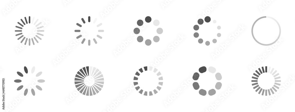 Poster download sign set. load icons set. load system. data load. loading bar. froze computer. vector stock