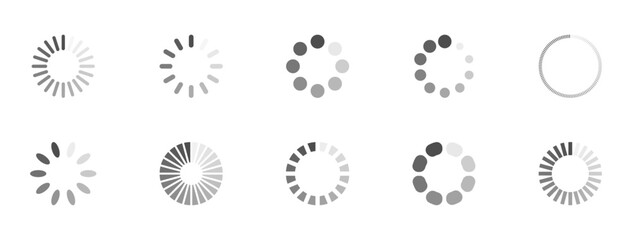 Download sign set. Load icons set. Load system. Data load. Loading bar. Froze computer. Vector stock illustration. Vector illustration. Vector illustration