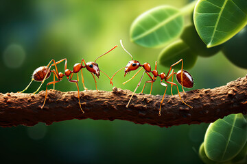 Ants Communicating Teamwork Macro short Background Teamwork Concept 
