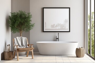 Fototapeta premium Modern Aesthetic Bathroom Interior Design Created with Generative AI